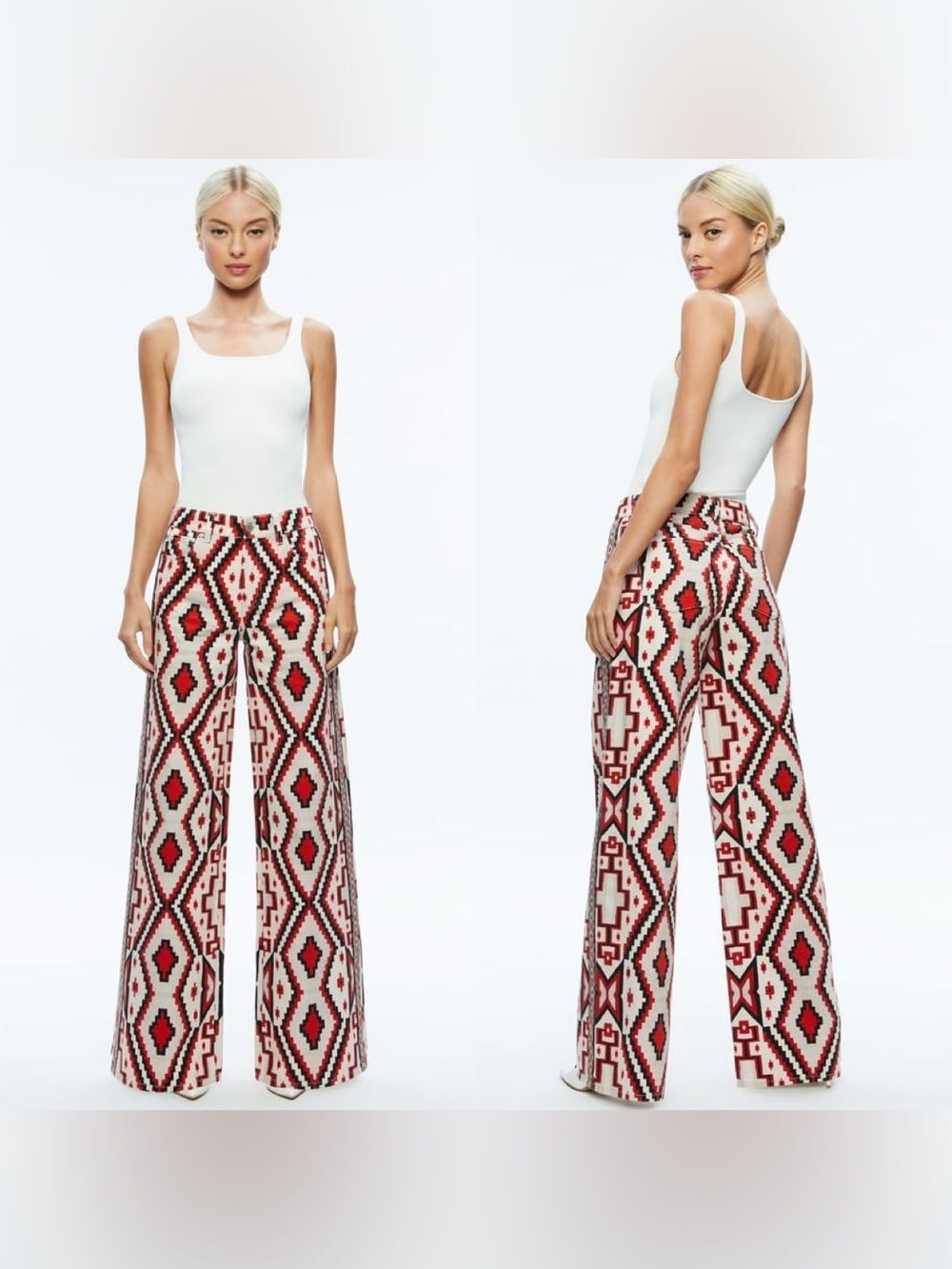 Alice + Olivia TRISH MID RISE BAGGY JEAN in “Dream Home Bright Ruby”
